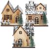 LED Wooden Christmas House Village Unfinished Xmas Snow House DIY Wood Chalet Tree Ornaments Christmas Table Centerpieces