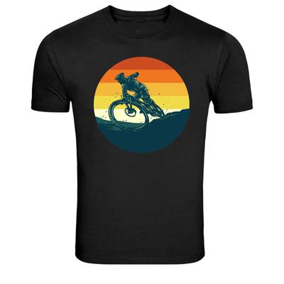 T-shirt Graphique Couché de Soleil Vélo de Montagne Rétro Maillot Cycliste