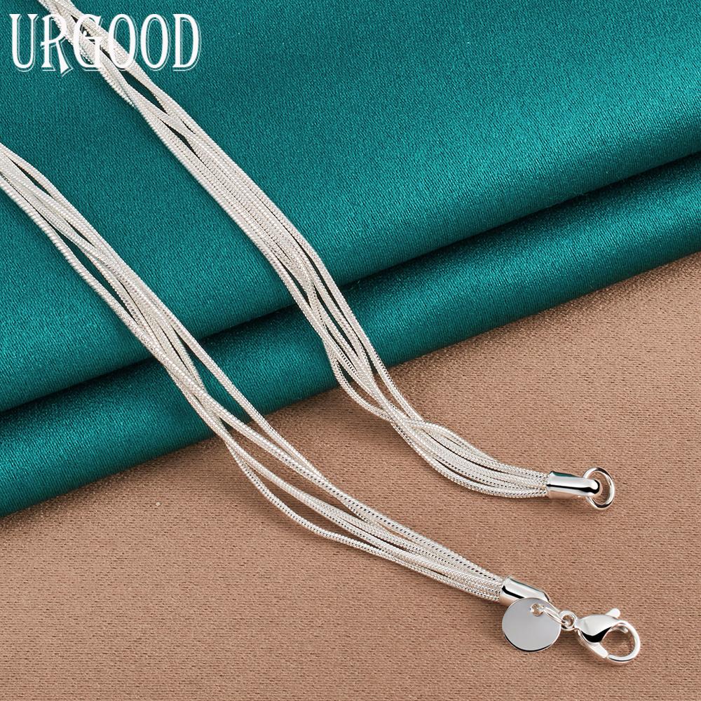 925 Sterling Silver Snake Chain Bead Necklace Fashion Jewelry
