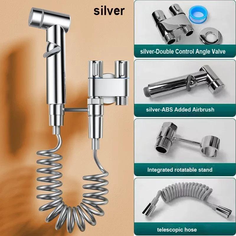 Toilet Cleaning Bidet Spray Set High-Pressure Handheld Double Outlet Sprayer Bathroom Shower Head Toilet Flush Spray Anal Douche