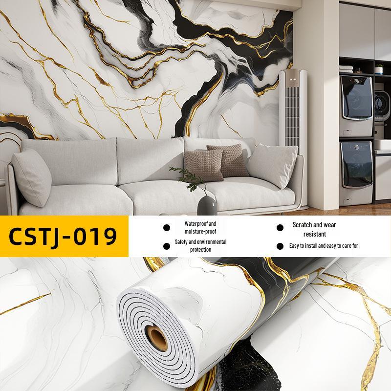 Self-Adhesive Waterproof Imitation Marble Tile Wall Sticker for Bathroom, Living Room, Kitchen, and TV Background.