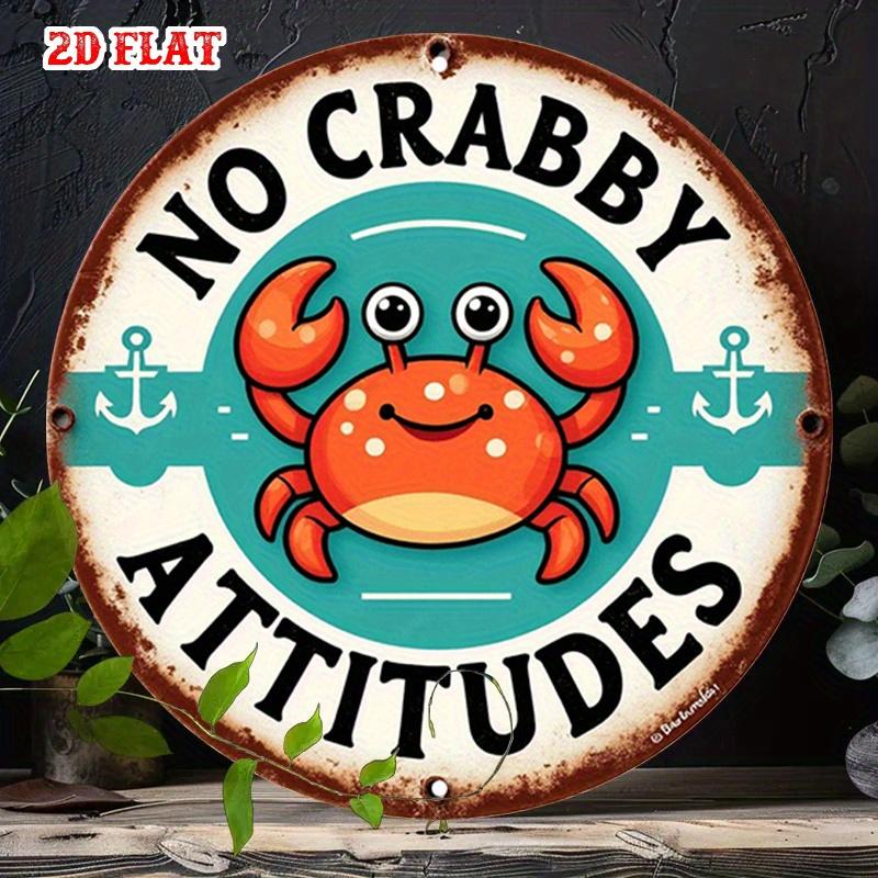 Anchor Crab Round Aluminum Plaque Nautical Coastal Wall Decor for Beach House Dining Area