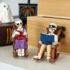 Gothic Rocking Chair Skeleton Elder Statue Halloween Decor Creepy Resin Skull Art for Home Desk Office Study Punk Dark Decor