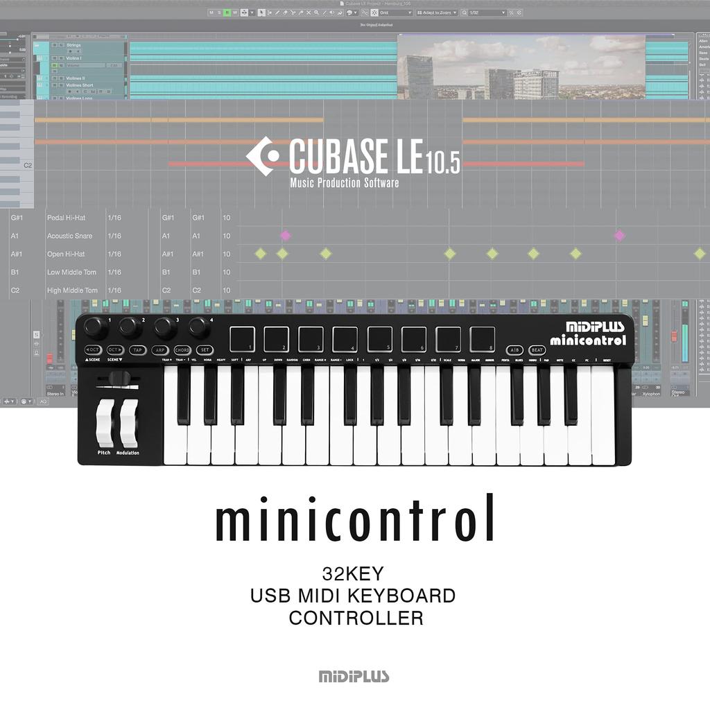 Midiplus Minicontrol MIDI Keyboard Controller with Cubase a Standard DTM Software LE,