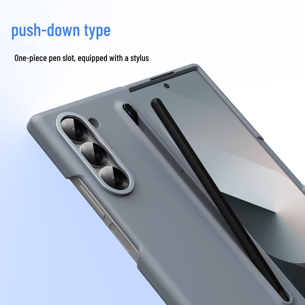 Samsung Z Fold7/6 Case: Cross-border Compatible, Folding Screen, Pure Color, Skin-Feel Design with Stylus Holder