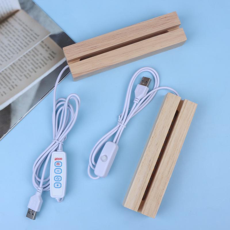 LED Rectangular Wooden Night Light Base Artistic Lamp With USB Powered Switch Suitable For Glass Art And Resin Decor
