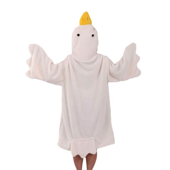 Wearable Goose Blanket Hoodie Onesie for Adult Kid, Oversized Warm Duck Pajamas, Soft Animal Cozy Sleeping Bag with Feet Slippers