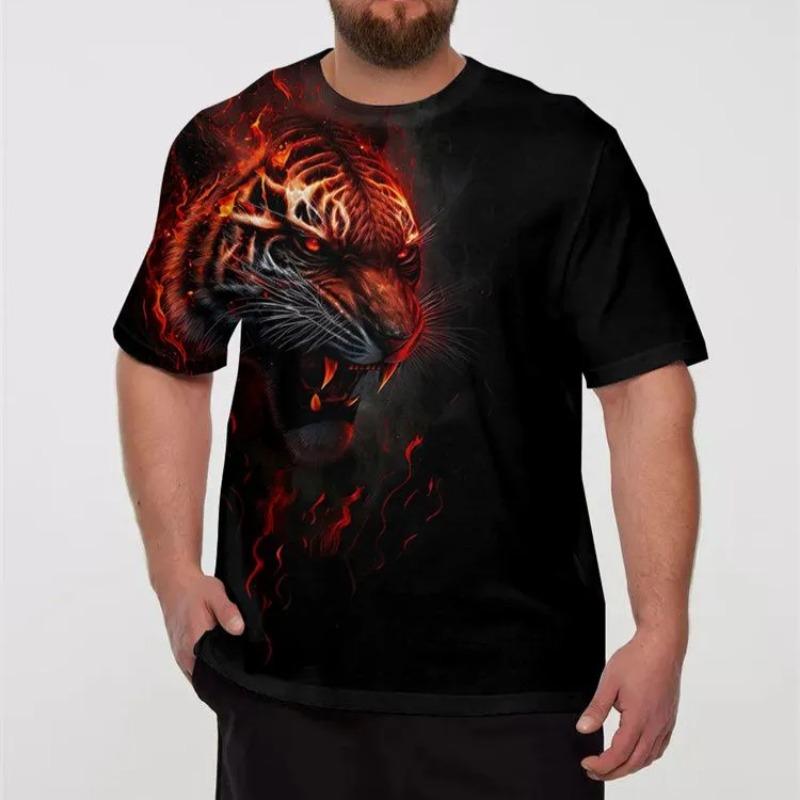 3D Printed Cool Tiger T-Shirt for Men Animal Pattern Tees Summer Street Short Sleeve Round Neck Tops Fashion T Shirts