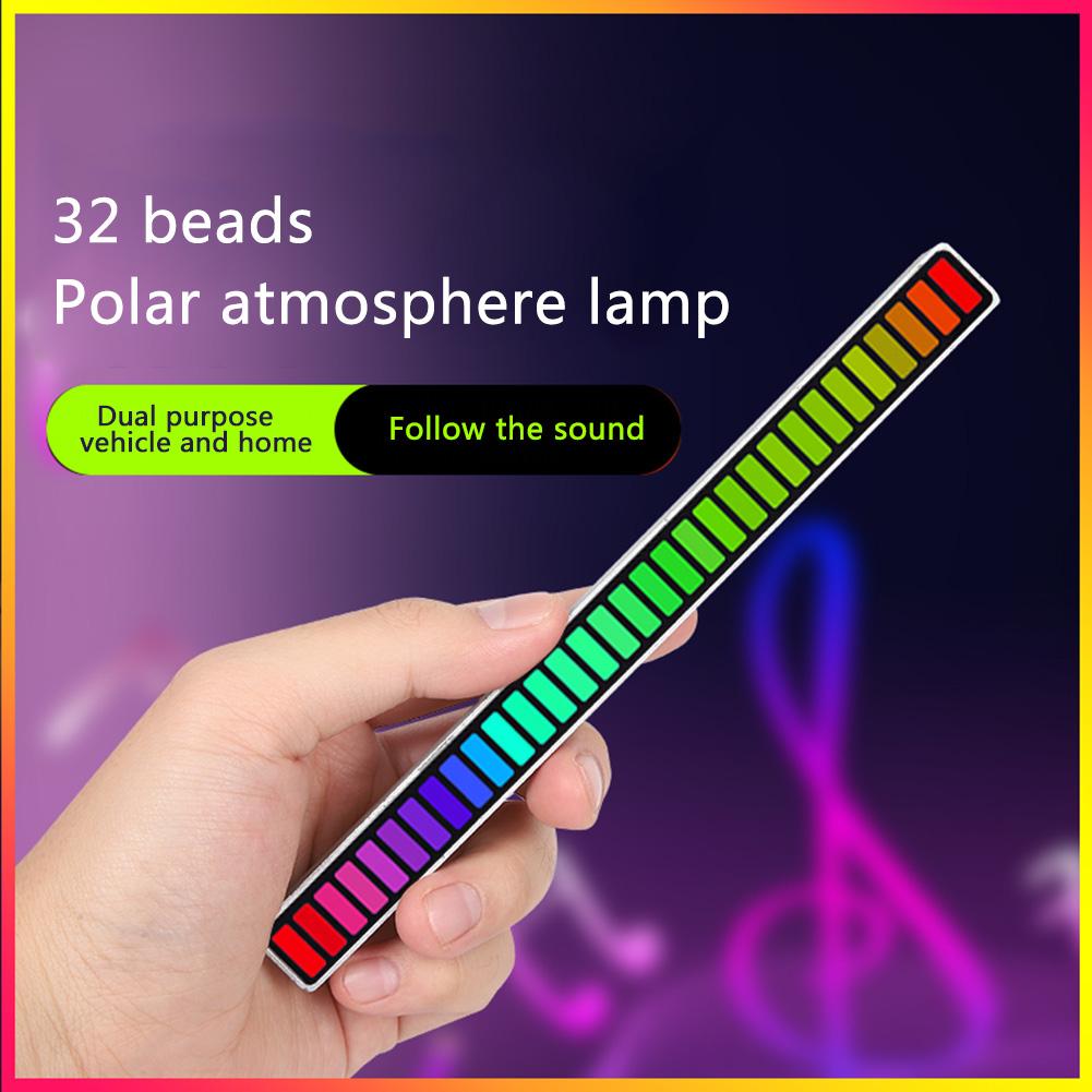 Voice-control Rhythm Light Stick for Car Home Party 32-Bit RGB Audio Spectrum Bar Pickup Ambient DJ LED Lights & Indicators LightsInterior Lighting