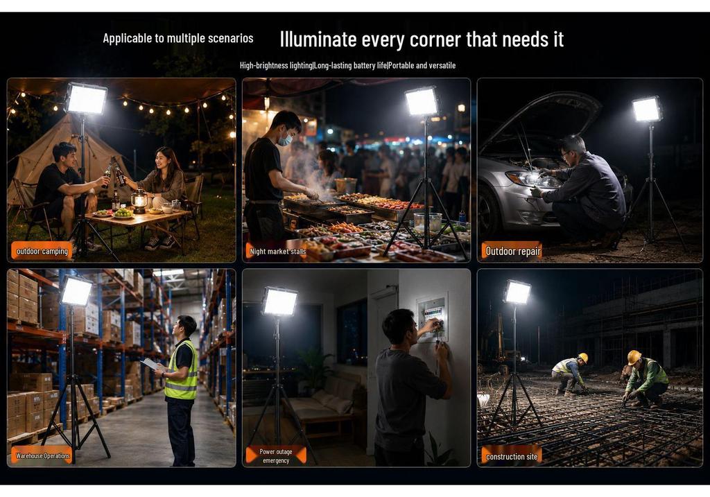 Rechargeable LED Stall Lamp: Portable Night Market, Outdoor, Camping & Emergency Lighting with Strong Brightness and Adjustable Bracket.