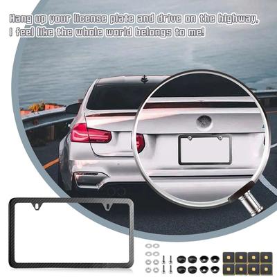 2pcs US License Plate Frame American License Plate Frame North American License Plate Holder Carbon Fiber Pattern Cross-border New License Plate
