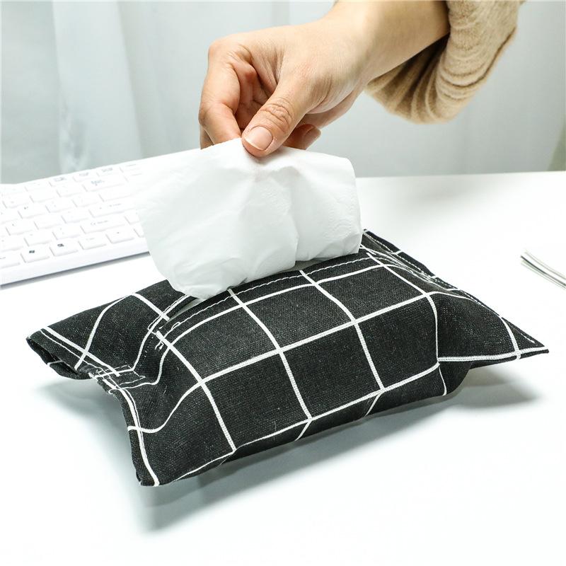 

Japanese cotton and linen tissue cover fabric paper box tissue box desktop fabric paper towel storage bag creative paper bag Paper bag