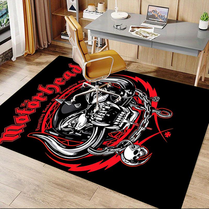 1pc Mot?rhead Home Office, Durable Polyester Floor Mat with Easy, Office Decor, Urban Style, Nonslip Backing