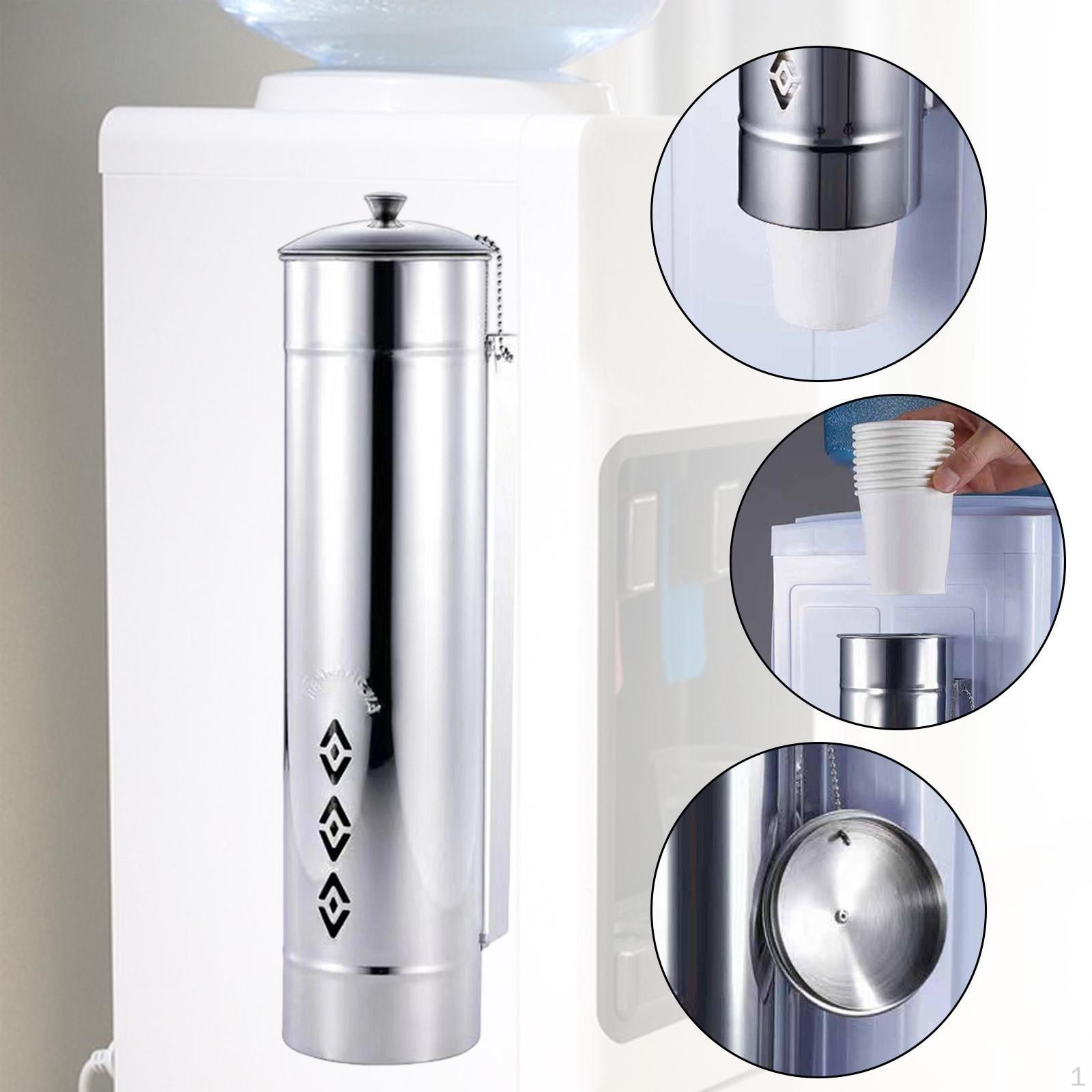 

Paper Cup Dispenser Stainless Steel Sturdy Practical Easy to Install with Dustproof Lid Water