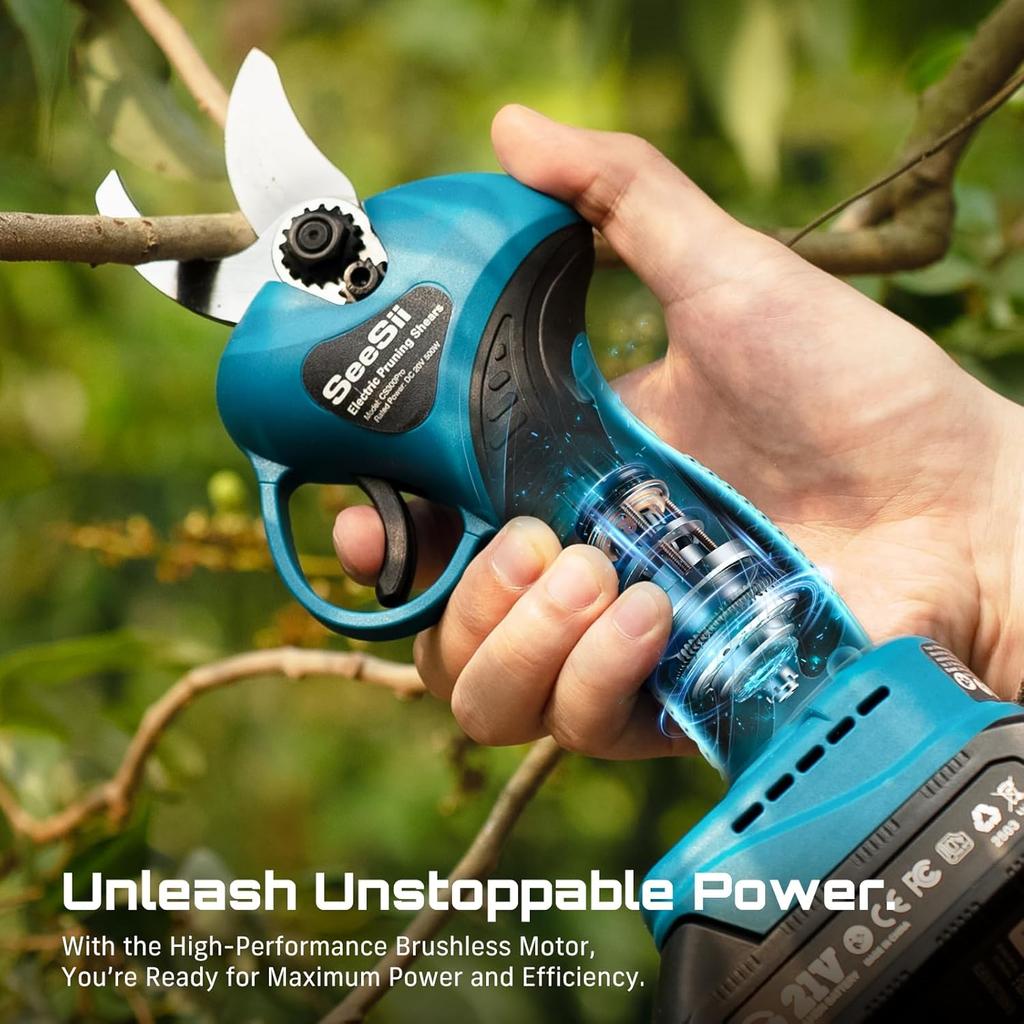 Seesii 33mm Cordless Electric Trimming Scissors Brushless Fruit Tree Branch Pruner Shear Power Tools for Makita 18V battery pin
