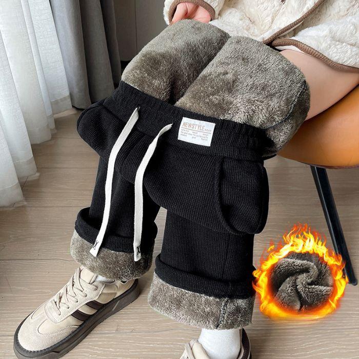 Lamb Velvet Wide-leg Pants for Women In Autumn and Winter Chenille Women's Pants Plus Velvet Thickened Warm Cotton Pants Corduroy Straight Pants