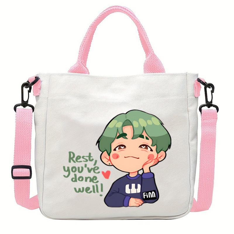 Felix Kpop Band Super Star Printed Crossbody Bag Casual Canvas Shoulder Bags