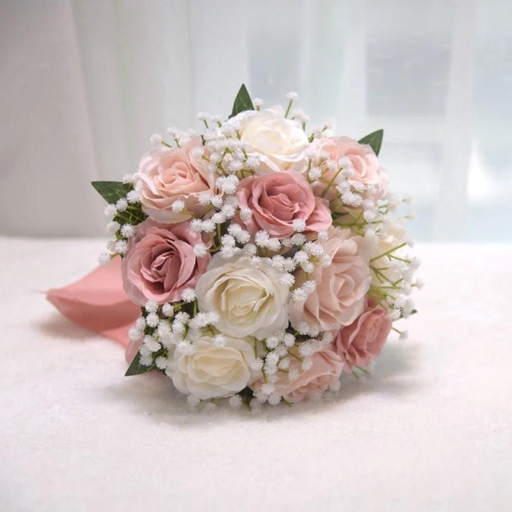 Romantic Wedding Bouquet Artificial Roses Multi-functional Silk Artificial Flowers with Silk Ribbon Real Touch Mariage Bouquet