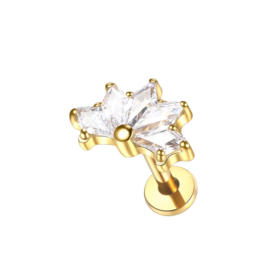 1Pc G23 Titanium Ear Tragus Earring Stud Internally Threaded CZ Crystal Labret Ring Cartilage Helix Piercing Body Jewelry 16G