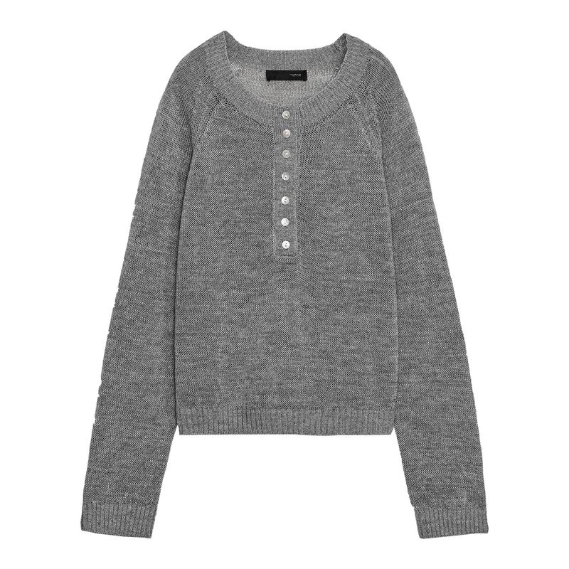 Zaprha 2925 Autumn New Women Baker Style Rib Closing Edge off-Neck Long Sleeve Knit 2142135