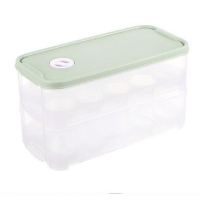 Ящик для хранения яиц Лоток для яиц с крышкой Ящик для яиц Картонная коробка для яиц ПП Чехлы Чехлы для холодильника Отделение для хранения яиц Стойка для поддержки 2 layers зелёный