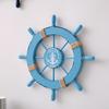 11" Nautical Beach Wooden Ship Wheel Wall Art Coastal Style Boat Steering Wheel Wall Hanging Ornament with Starfish And Hemp Rope for Living Room