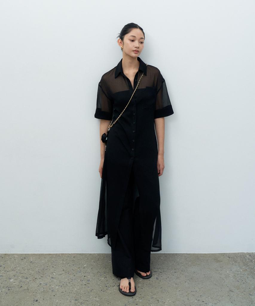 MAKE A TOAST Linen-Like Low-Rise Wide Pants Black Mbespa004Bk