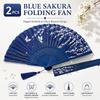 Blue Folding Fan with and Small Butterfly Pattern for Group Dance and Decoration