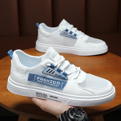 Fashion White Men's Board Shoes Outdoor Casual Sports Walking Shoes Anti-slip Breathable Vulcanized Shoes Thick Sole Fashion Student