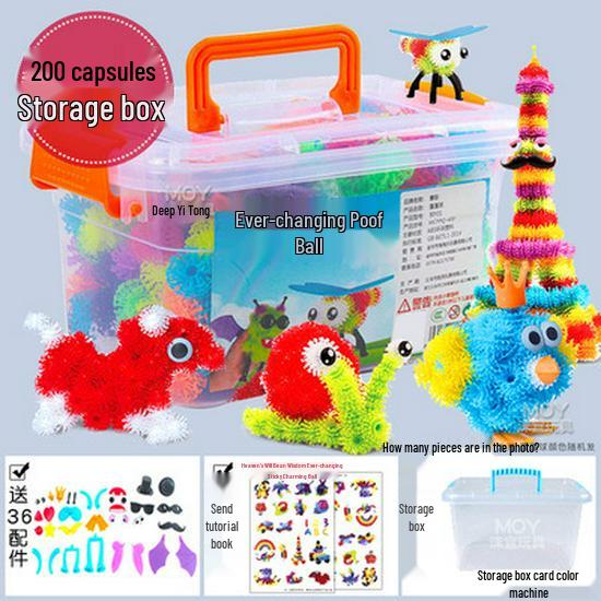 Fluffy Pom-Pom DIY Assembly Double Hook Squeeze Ball Educational Toy