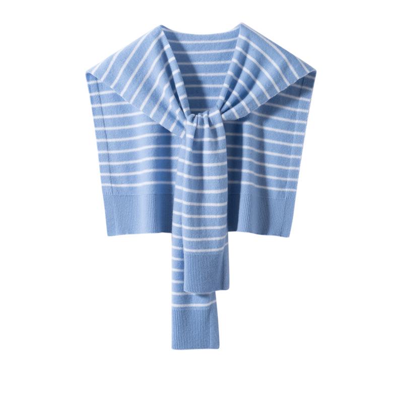 2026 Autumn/Winter Women's Korean Cashmere Knit Shawl, Black & White Striped Resort Style Scarf