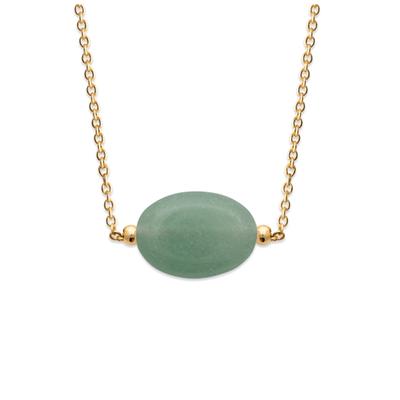 [R1125] - Gold-Plated Necklace 'Mineralia' Golden Green (aventurine) - 13x10 Mm