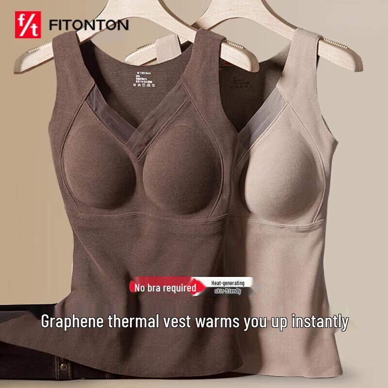 FitonTon Women s Thermal V-Neck Camisole with Built-in Pads XL