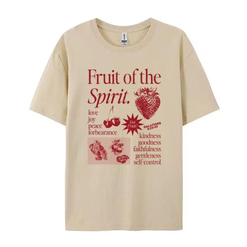 

Fruit of Spirit Graphic Top Retro Bible Verse Shirt Cotton Women Cool Religious TShirts Aesthetic Jesus Faith Tshirts Christian 2XL