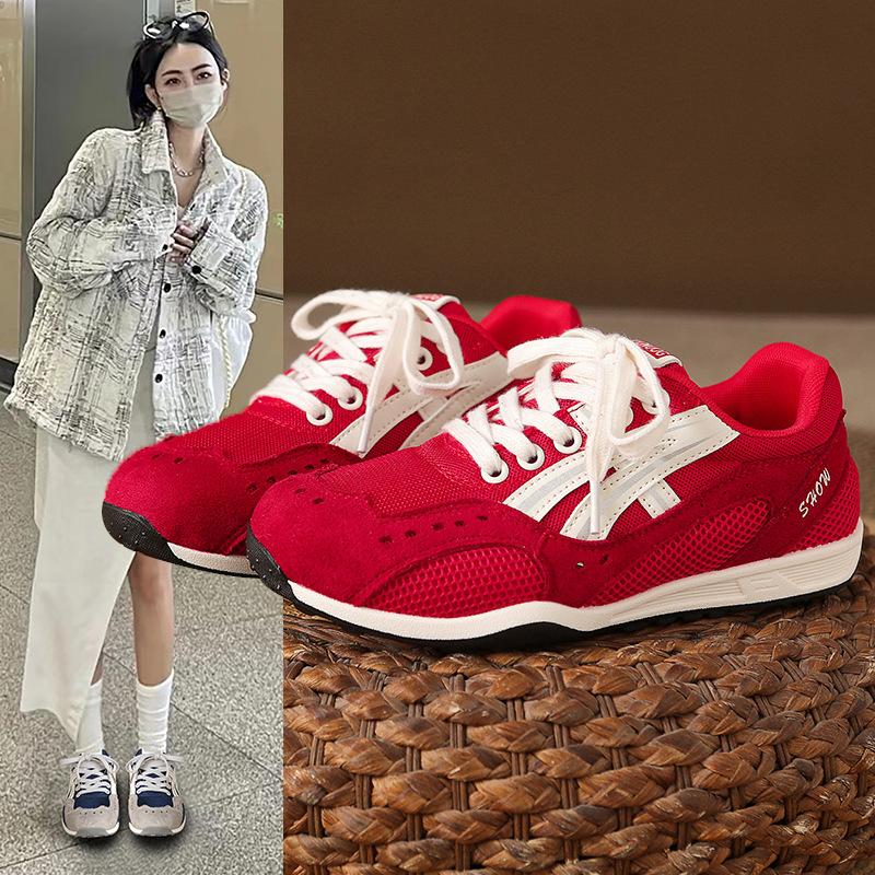 Dexun shoes women's new thin mesh breathable little white shoes in summer 2025 super fire versatile casual sports shoes