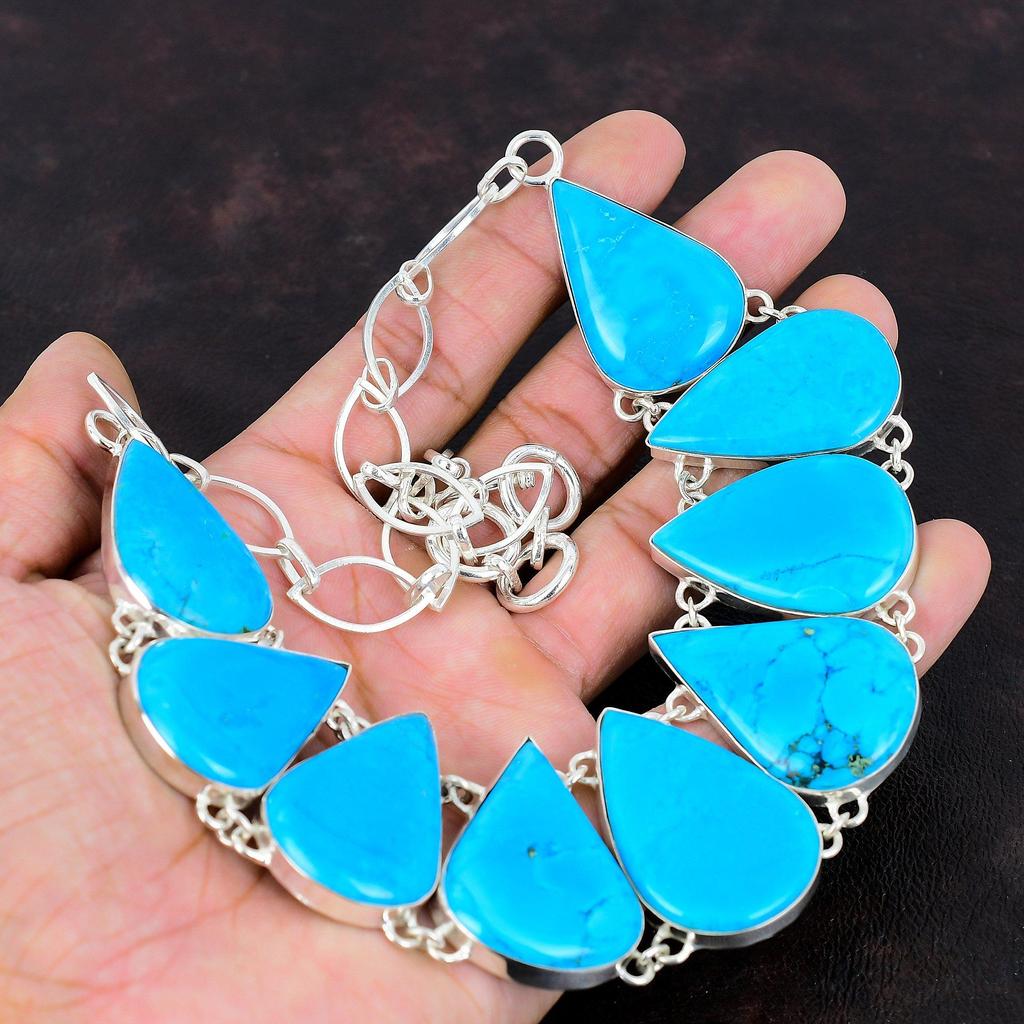 Tyrkysový náhrdelník Arizona Náhrdelník s drahokamem 925 Náhrdelník ze sterlingového stříbra Ručně vyráběné značkové šperky Náhrdelník s nastavitelným řetízkem Dárek pro ženy