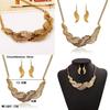 Rhinestone Fashion Decoration Feather Design Women Gold Necklace And Earring Set
