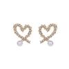 Sweet Love Heart Sparkle Peach Heart Student Earrings Girl Earrings Hundred with Girlfriends