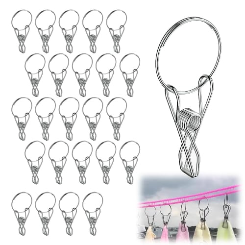 BOOHUQICH 25-Piece Stainless Steel Clothespin Clips, Rust-Resistant, Long-Lasting, with Circular Connection Accessories for Repairs