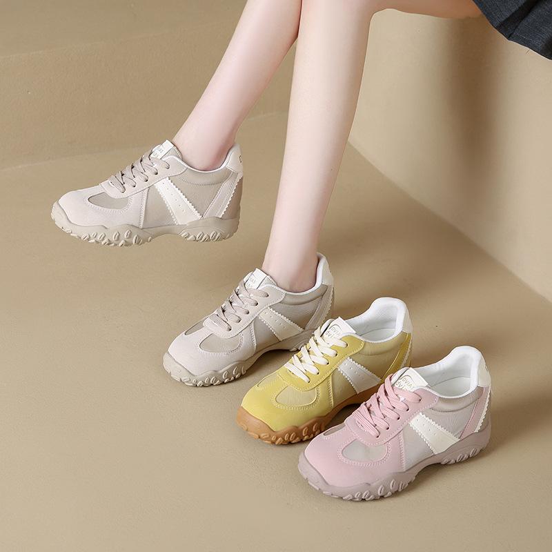 Thick-soled inner height increase ballet style mesh breathable moral training shoes women's shoes 2025 new spring and autumn Forrest Gump shoes littl
