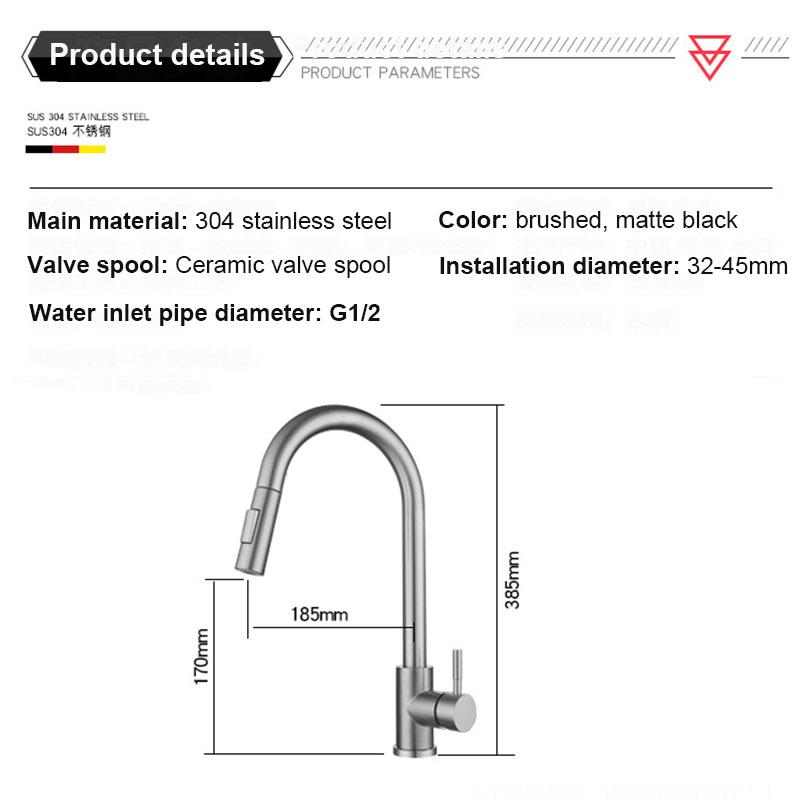 Stainless Steel Kitchen Faucet Single Hole Pull Out Spout Kitchen Sink Mixer Tap Stream Sprayer Head Chrome/Black Mixer Tap