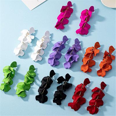 Fashionable Colorful Acrylic Rose Petal Tassel Earrings Elegant Feminine Sweet Wedding Earrings Jewelry