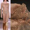 140X50Cm Brown Caramel Texture Mesh Fabric Reconstructed Fish Mesh Hollow Out See Through Yarn Dress Clothing Designer Fabric