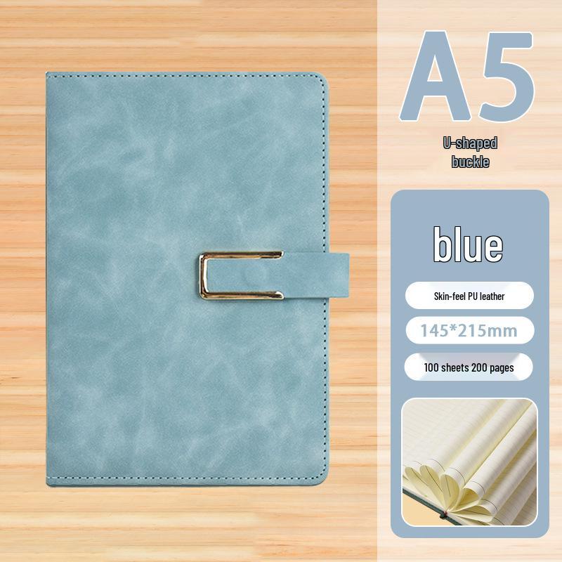 High-End Soft Leather Business Notebook with Magnetic Buckle and Custom Logo - Ideal Gift Set