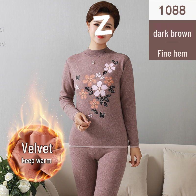 Women's Warm Fleece Set for Mid-Aged and Elderly: Cozy Winter Underwear for Mothers and Grandmothers