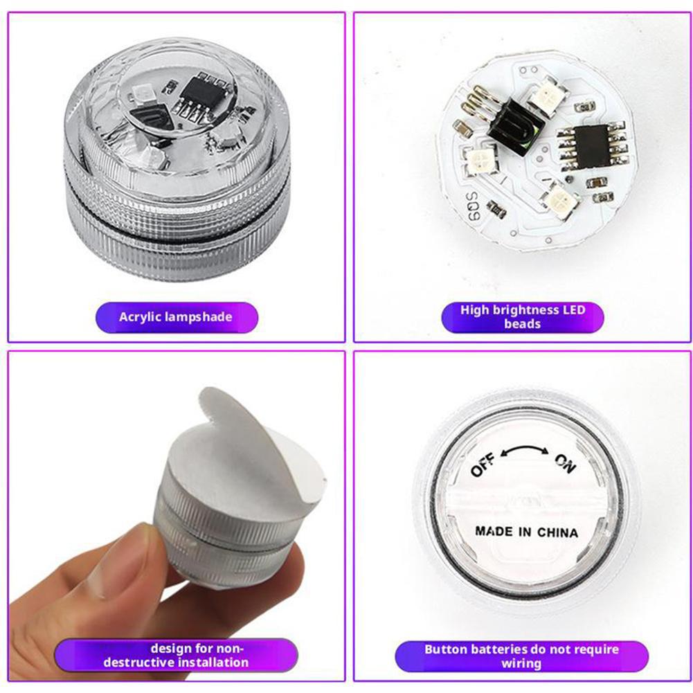 LED Car Interior Ambient Light Wireless Adhesive Remote Control Decoration Auto Roof Foot Atmosphere Lamp Bicycle Tail Light