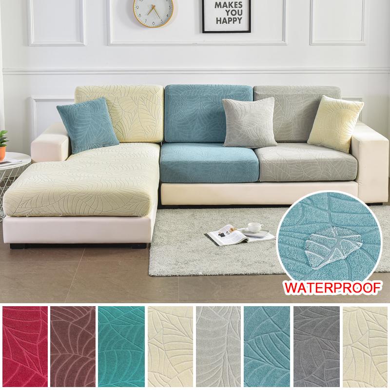 Waterproof Thick Jacquard Cushion Cover Fitted Sofa Covers For Living Room Stretch Seat Cover Furniture Protector Sectional Sofa