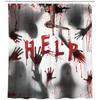 3D Halloween Theme Shower Curtain Horror Bloody Hands Black Bathroom Curtains For Halloween Party Waterproof Fabric With Hooks