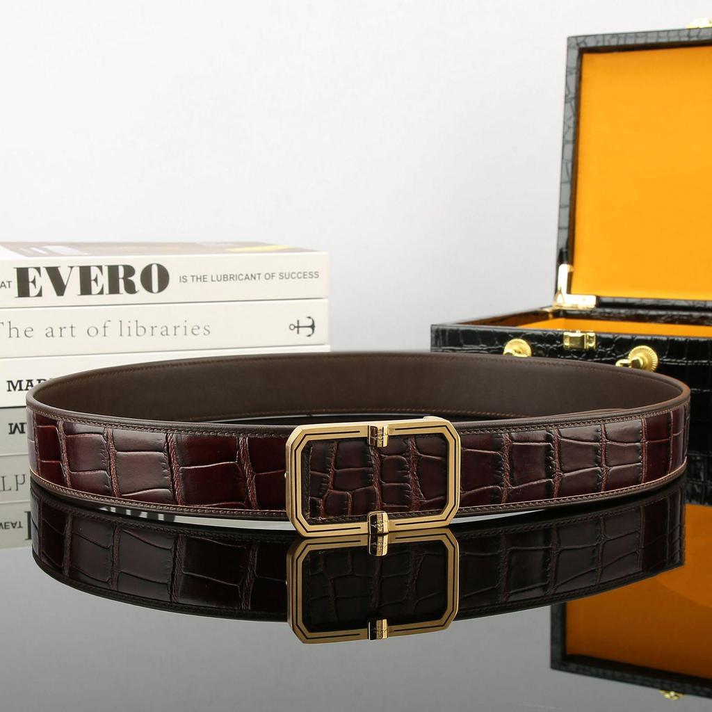 Men's Casual Crocodile Leather Belt - 3.8 Wide