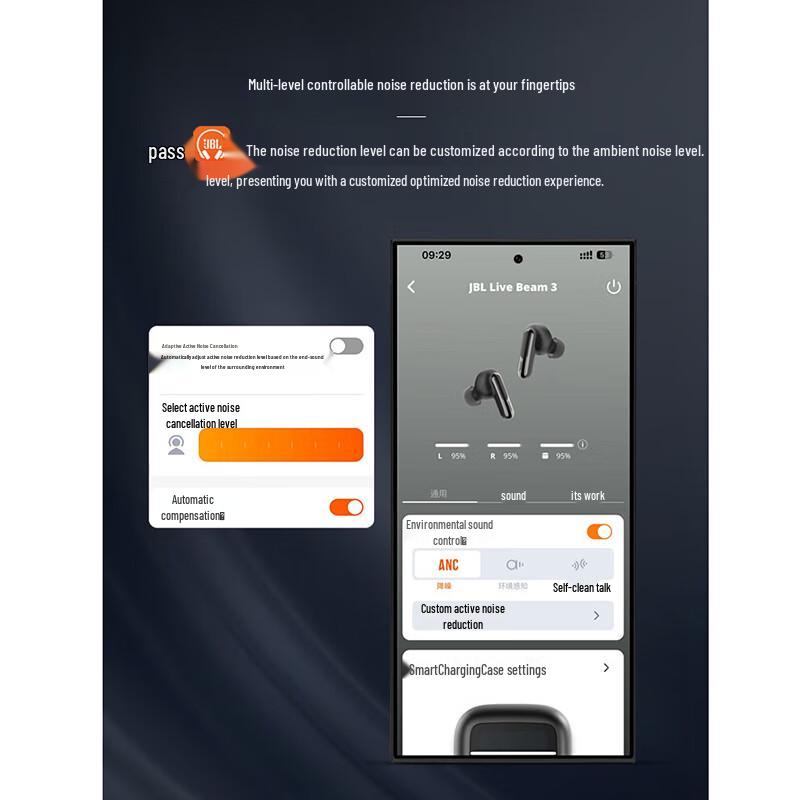 JBL LIVE BEAM 3 True Wireless Smart Noise-Cancelling Earbuds